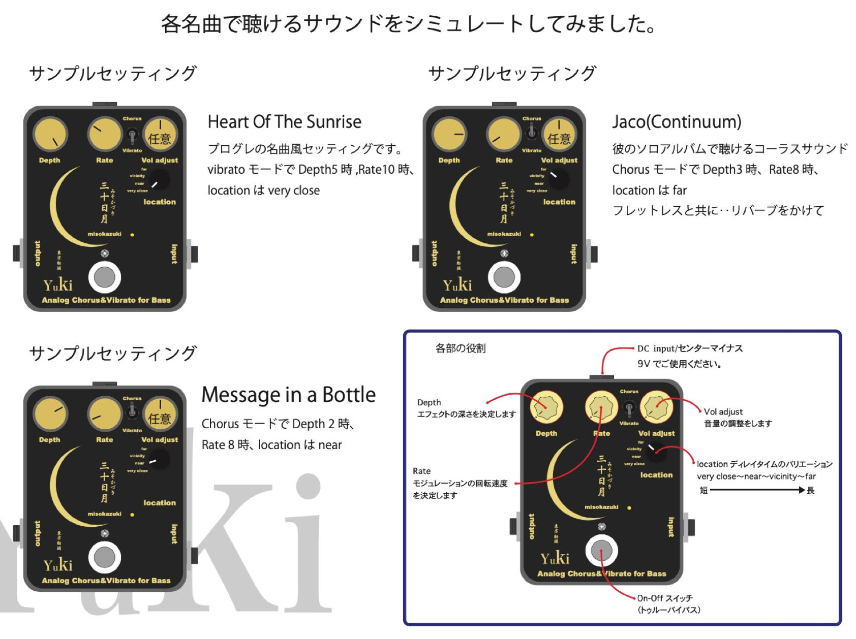 YUKIオーダーページ Yukiによるベース用コーラス＆ヴィブラート「三十日月（misokazuki